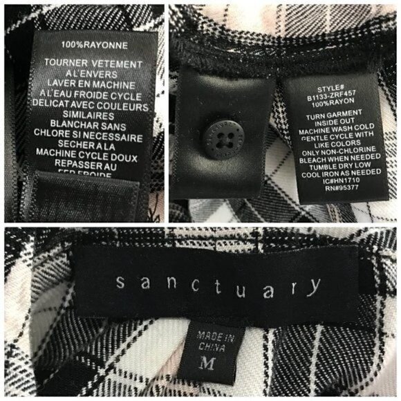 Sanctuary Plaid Tie Back Button Down Shirt size M. Price firm - Picture 7 of 7